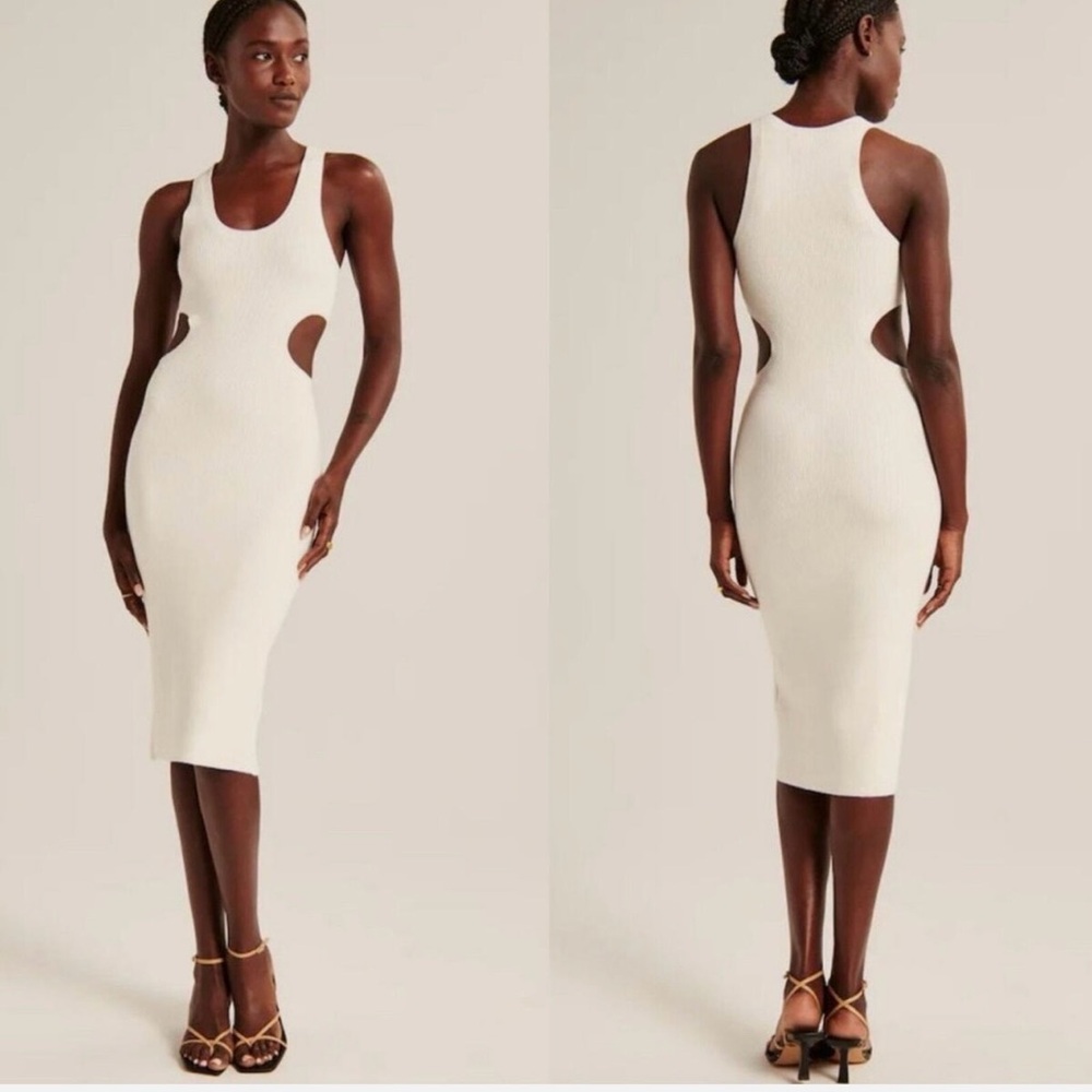 Never been worn! Abercrombie & Fitch White Cut Out Midi Dress - size XS